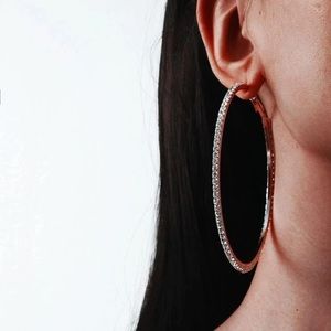 Rhinestone Decor Hoop Earrings
